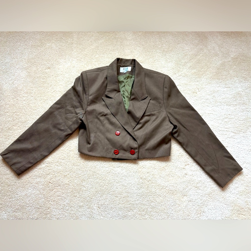 Vintage Bonson cropped double breasted blazer, sz S / M